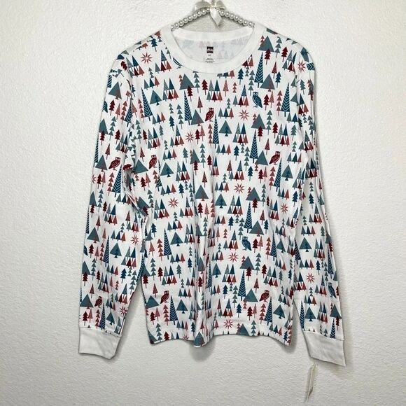 Tea Collection Christmas Tree Long Sleeve Pajama Top Size Small - Picture 1 of 7